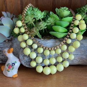 Vintage Yellow Cascading Bead Statement Necklace
